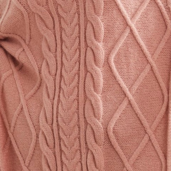 Simple by Suzanne Betro Blush Cable-Knit Turtleneck Poncho 3X/4X - Picture 5 of 6